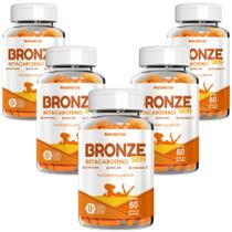 Kit Combo 05 UND Bronze Skin Betacaroteno Urucum 300 Cápsulas Bronzeamento Uniforme da Pele Natunéctar