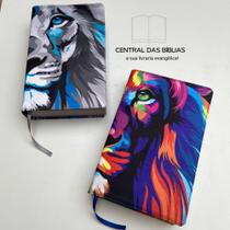 KIT COMBO 2 BIBLIAS leao azul e leão colorido COM HARPA E LETRAS GIGANTES
