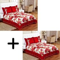Kit Combo 2 Colcha Cobre Leito Lençol Isabela Casal 3 Pçs