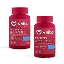 Kit / Combo 2 Magnésio dimalato e bisglicinato Duo Quelato com Vitamina B6 para melhor absorção de 300mg por dose Vhita - 120 cápsulas