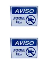 KIT COMBO 2 Placa de Sinalização 15x20 AVISO ECONOMIZE AGUA