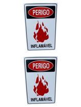 KIT COMBO 2 Placa DE Sinalização PERIGO INFLAMAVEL 20X30 CM