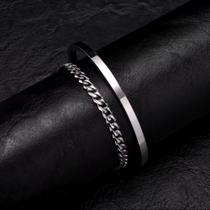 Kit combo 2 pulseiras masculinas aço inoxidável 100% À Prova D'água