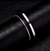 Kit combo 2 pulseiras masculinas aço inoxidável 100% À Prova D'água