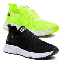 Kit Combo 2 Tenis Unissex Fast Pro Respiravel Corrida Treino Academia