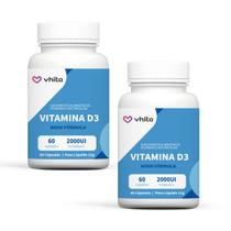 Kit / Combo 2x Vitamina D3 Vhita 2000UI importada de origem animal livre de aditivos e zero calorias - 60 cápsulas