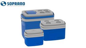 Kit combo 3 Caixa Térmica 32, 12, 5 L Azul Cooler - Soprano