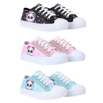 Kit Combo 3 Pares Tênis Feminino Infantil Panda Cano Baixo
