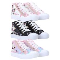 Kit Combo 3 Pares Tênis Infantil Feminino Botinha Casual 42 Kit Combo 3 Pares Tênis Infantil Feminino Botinha Casual 42