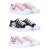 Kit Combo 3 Pares Tênis Infantil Feminino Panda Cano Baixo