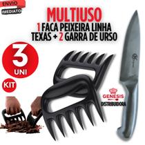Kit Combo 3 Peças - 2 Garra de Urso Linha Premium + 1 Faca Linha Texas Multiuso Variáveis Utilidades