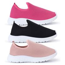 Kit Combo 3 Tênis Infantil Meia Feminino Calce Fácil Casual Escolar Kit Combo 3 Tênis Infantil Meia Feminino Calce Fácil Casual Escolar