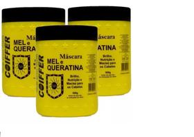 kit combo 3 unidades mascara mel e queratina coiffer 500g