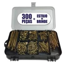 Kit Combo 300 pçs - Parafusos Chipboard Philips + Buchas + Maleta Cx estojo organizador