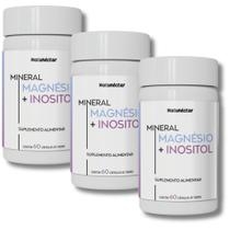 Kit Combo 3X Magnésio Quelato com Inositol 180 Cápsulas Suplemento PremiumNatunéctar