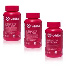 Kit / Combo 3x Ômega 3 dha 1000 mg - Super DHA Vhita formato tg alta concentração com selo ifos e embalagem opaca e vitamina E Vhita - 180 cápsulas