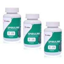 Kit / combo 3x Spirulina cápsula natural importada de 1,7g por dose com Proteína e Ferro Vhita