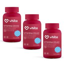 Kit / Combo 3x Vitamina D3 2000ui + K2 Vhita Livre De Aditivos E Zero Calorias 60 Cápsulas