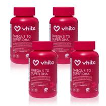 Kit / Combo 4x Ômega 3 dha 1000 mg - Super DHA Vhita formato tg alta concentração com selo ifos e embalagem opaca e vitamina E Vhita - 240 cápsulas