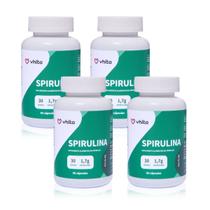 Kit / combo 4x Spirulina cápsula natural importada de 1,7g por dose com Proteína e Ferro Vhita