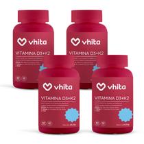 Kit / Combo 4x Vitamina D3 2000ui + K2 Vhita Livre De Aditivos E Zero Calorias 60 Cápsulas