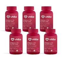 Kit / Combo 6x Ômega 3 dha 1000 mg - Super DHA Vhita formato tg alta concentração com selo ifos e embalagem opaca e vitamina E Vhita - 360 cápsulas