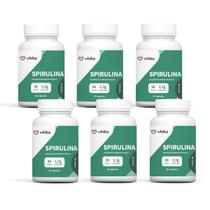 Kit / combo 6x Spirulina cápsula natural importada de 1,7g por dose com Proteína e Ferro Vhita