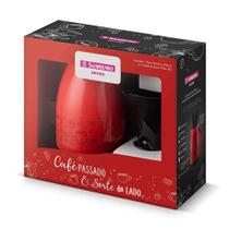 Kit Combo Bule Térmico Vermelho 700Ml Sanremo + Filtro Café