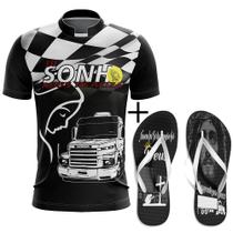 Kit Combo Camisa Caminhão Caminhneiro Chofer + Chinelo Rota