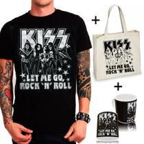 Kit Combo Camiseta Banda Kiss+Sacola Ecobag+ Caneca