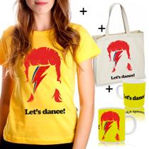 Kit Combo Camiseta Davi Bowie + Sacola Ecobag + Caneca Kit Combo Camiseta Davi Bowie + Sacola Ecobag + Caneca