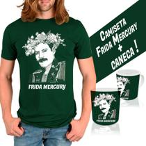 Kit Combo Camiseta Freddie Mercury, Frida Mercury+ Sacola Ecobag+ Caneca
