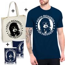 Kit Combo camiseta Keith Richards For President + Sacola Ecobag + Caneca