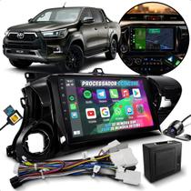 Kit Combo Central Automotiva Multimidia 9 Polegadas Octacore 4 de Ram 64 Rom Carplay Sem Fio Hilux 2019 2020 2021 Chicote Canbus Plug in Play Chip 4G