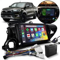Kit Combo Central Automotiva Multimidia 9 Polegadas Octacore 4 de Ram 64 Rom Carplay Sem Fio Moldura Hilux 2019 2020 2021 Chicote Canbus Plug in Play