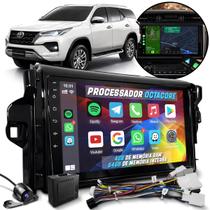 Kit Combo Central Automotiva Multimidia 9 Polegadas Octacore 4 de Ram 64 Rom Carplay Sem Fio Moldura SW4 2019 2020 2021 Chicote Canbus Plug in Play