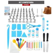 Kit Combo Confeitaria Inox 78 Peças Saco Bico Decorador Profissional