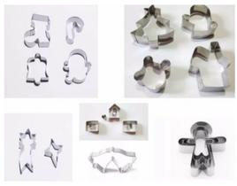 Kit Combo Cortador Natalinos Inox, Biscoito, Pasta Americana