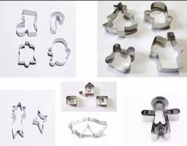 Kit Combo Cortador Natalinos Inox, Biscoito, Pasta Americana