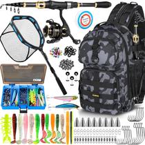 Kit Combo de Vara e Carretilha de Pesca PLUSINNO com Mochila e Rede Kit Combo de Vara e Carretilha de Pesca PLUSINNO com Mochila e Rede