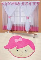 Kit Combo decoração Quarto de Criança = Cortina Sonho + Tapete Livia - Pink - Top Chick