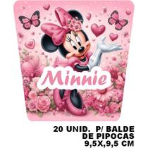 Kit combo festa infantil 98 peças personalizado minnie rosa adesivo tag etiqueta lembrancinha balde