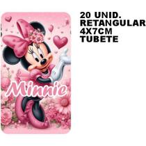 Kit combo festa infantil 98 peças personalizado minnie rosa adesivo tag etiqueta lembrancinha balde