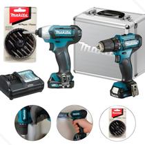 Kit Combo Furadeira Parafusadeira 10mm Bateria 12v com Jogo Bits Profissional Bivolt Makita Kit Combo Furadeira Parafusadeira 10mm Bateria 12v com Jogo Bits Profissional Bivolt Makita