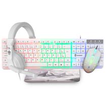 Kit Combo Gamer Evolut Starter EG55, 4 em 1, Teclado ABNT2 RGB, Mouse Gamer 1600DPI, Headset Driver 40mm, Mouse Pad - Branco Kit Combo Gamer Evolut Starter EG55, 4 em 1, Teclado ABNT2 RGB, Mouse Gamer 1600DPI, Headset Driver 40mm, Mouse Pad - Branco