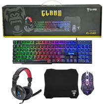 Kit Combo Gamer Teclado Abnt2 Mouse Headset Stereo Mousepad Cj01