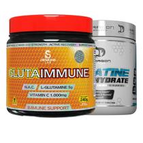 Kit/Combo Glutamina Pura Glutaimmune 240g + Creatina Pura Importada Creatine Monohydrate 300g