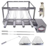 Kit COMBO Grill Inox Gira 4 Espetos Especial Para Pré moldadas 55cm Brasa Grill Kit COMBO Grill Inox Gira 4 Espetos Especial Para Pré moldadas 55cm Brasa Grill
