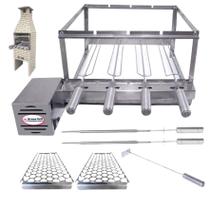 Kit COMBO Grill Inox Gira 4 Espetos Especial Para Pré moldadas 55cm Brasa Grill Kit COMBO Grill Inox Gira 4 Espetos Especial Para Pré moldadas 55cm Brasa Grill