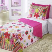 Kit Combo Infantil Cobre Leito E Lençol 5 Peças Garden Pink Kit Combo Infantil Cobre Leito E Lençol 5 Peças Garden Pink